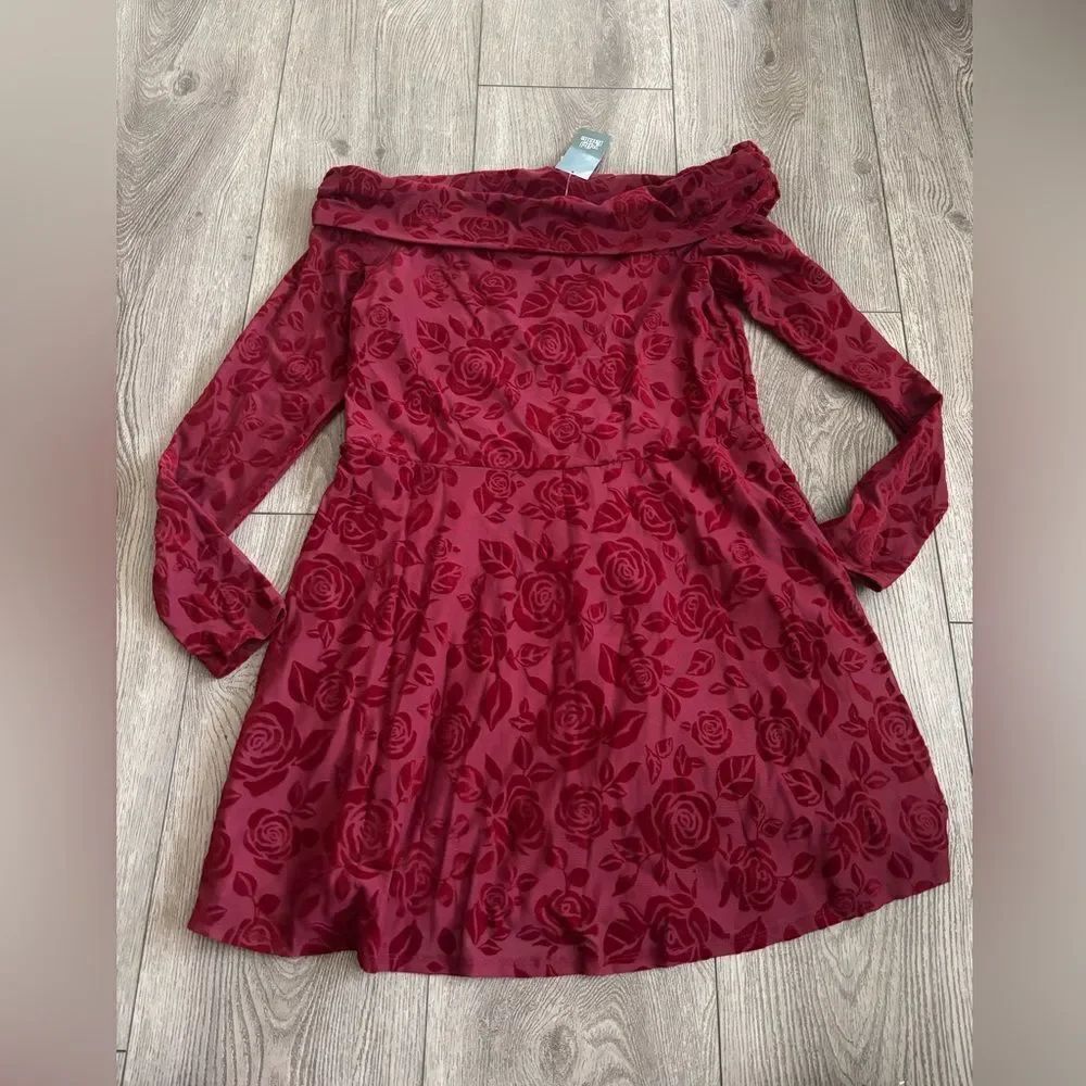 Wild fable Elegant Red Floral Kids Dress